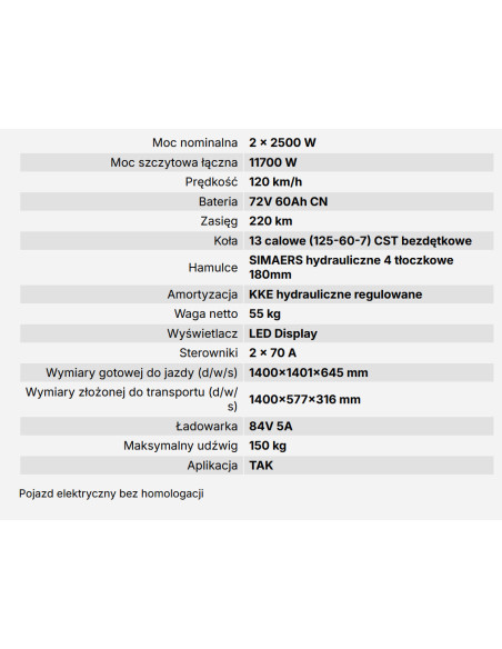 Teverun Fighter Supreme 7260R 72V 60Ah