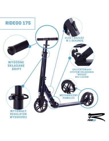 Hulajnoga Rideoo 175 Turkusowa (Turquise) | DoMiasta.pl