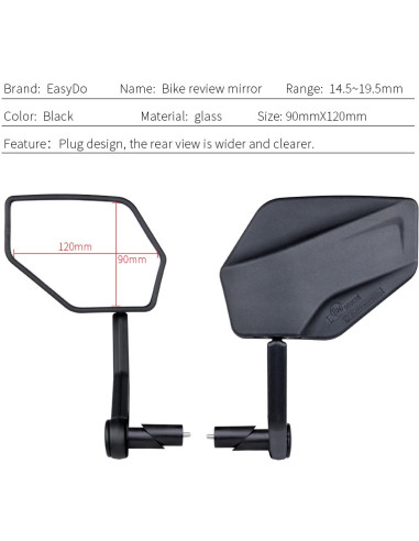 Lusterko rowerowe EasyDo RM02 90x120 mm