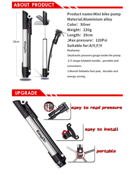 Pompka rowerowa z manometrem ręczna EasyDo
