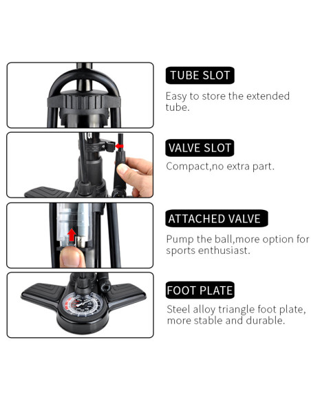 Pompka rowerowa z manometrem podłogowa aluminiowa EasyDo