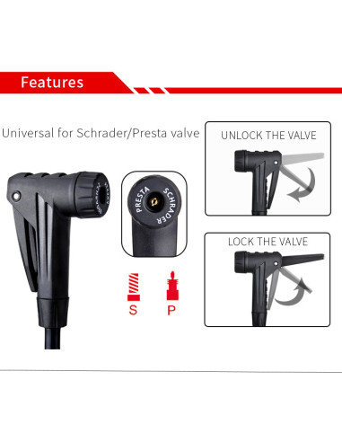 Pompka rowerowa z manometrem podłogowa aluminiowa EasyDo