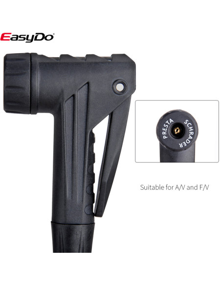 Pompka rowerowa z manometrem podłogowa aluminiowa EasyDo