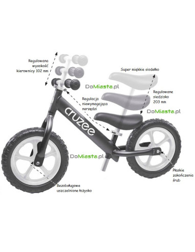 Rowerek biegowy Cruzee 12 Srebrny (Silver)
