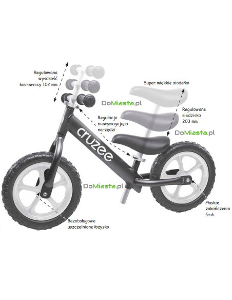 Rowerek biegowy Cruzee 12 Srebrny (Silver)