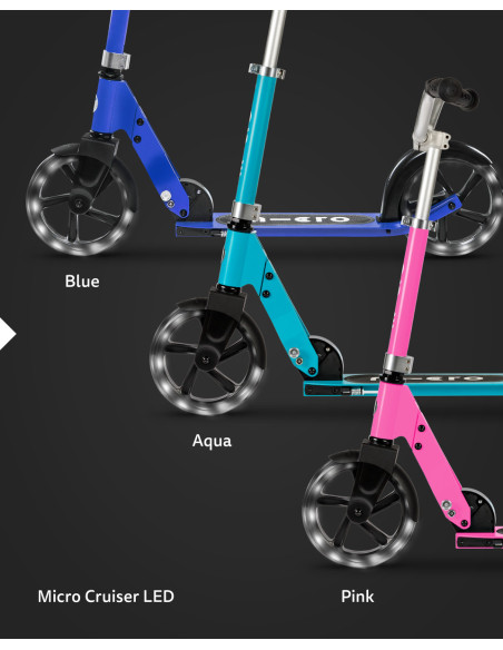 Hulajnoga Micro Cruiser LED Aqua Turkusowa | Świecące Koła