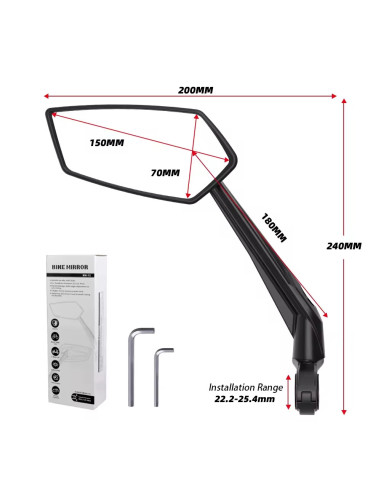 Lusterko rowerowe EasyDo RM12 65x150 mm