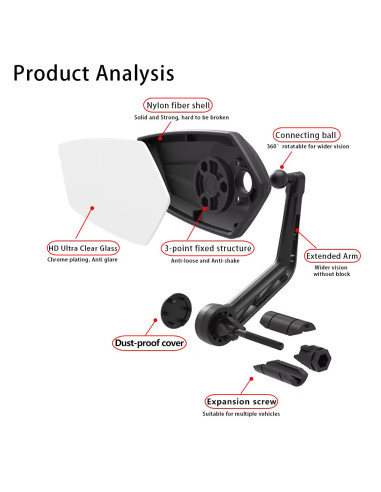 Lusterko rowerowe EasyDo RM12E 65x150 mm